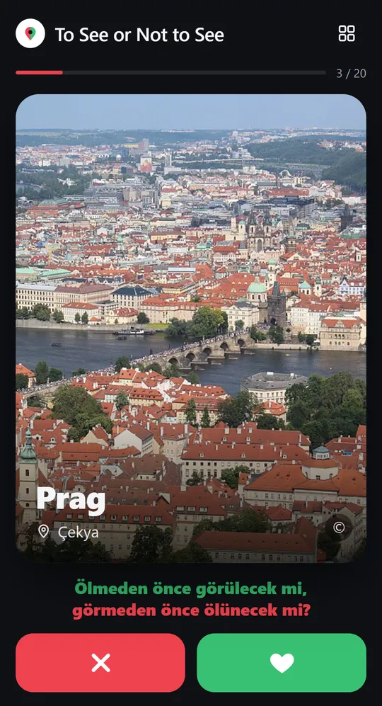 Prag kartı, soru ve iki oy düğmesi